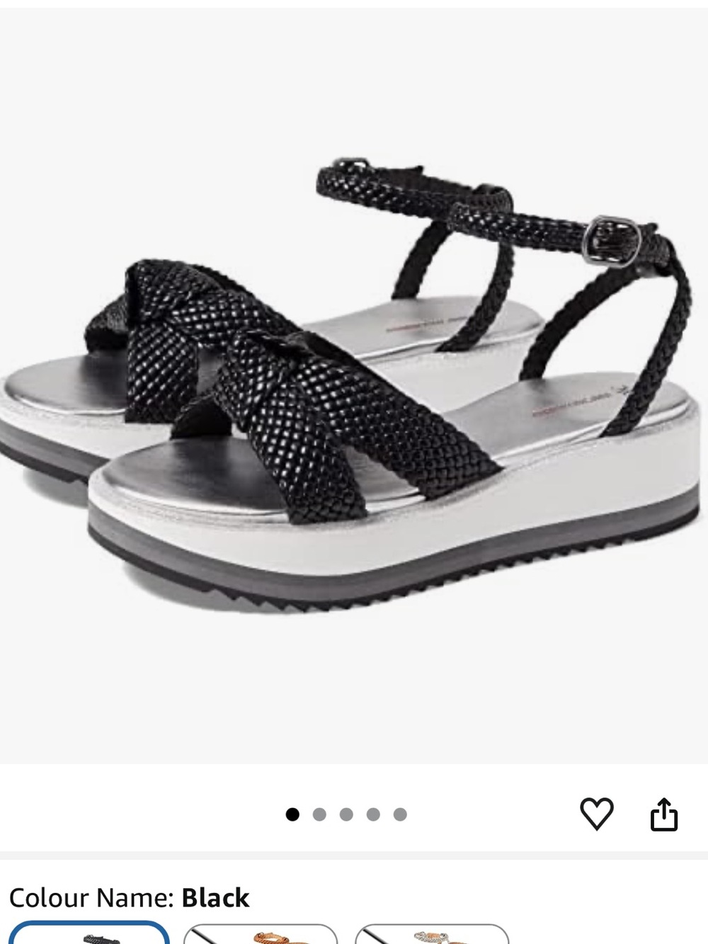 Johnston & Murphy Black Woven Platform Wedge Sandal